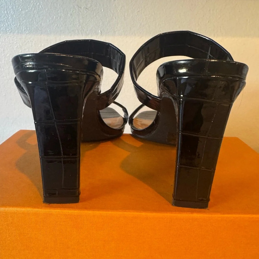 DV by Dolce Vita Black Croc Heel Mule Sandals - Picture 5 of 8